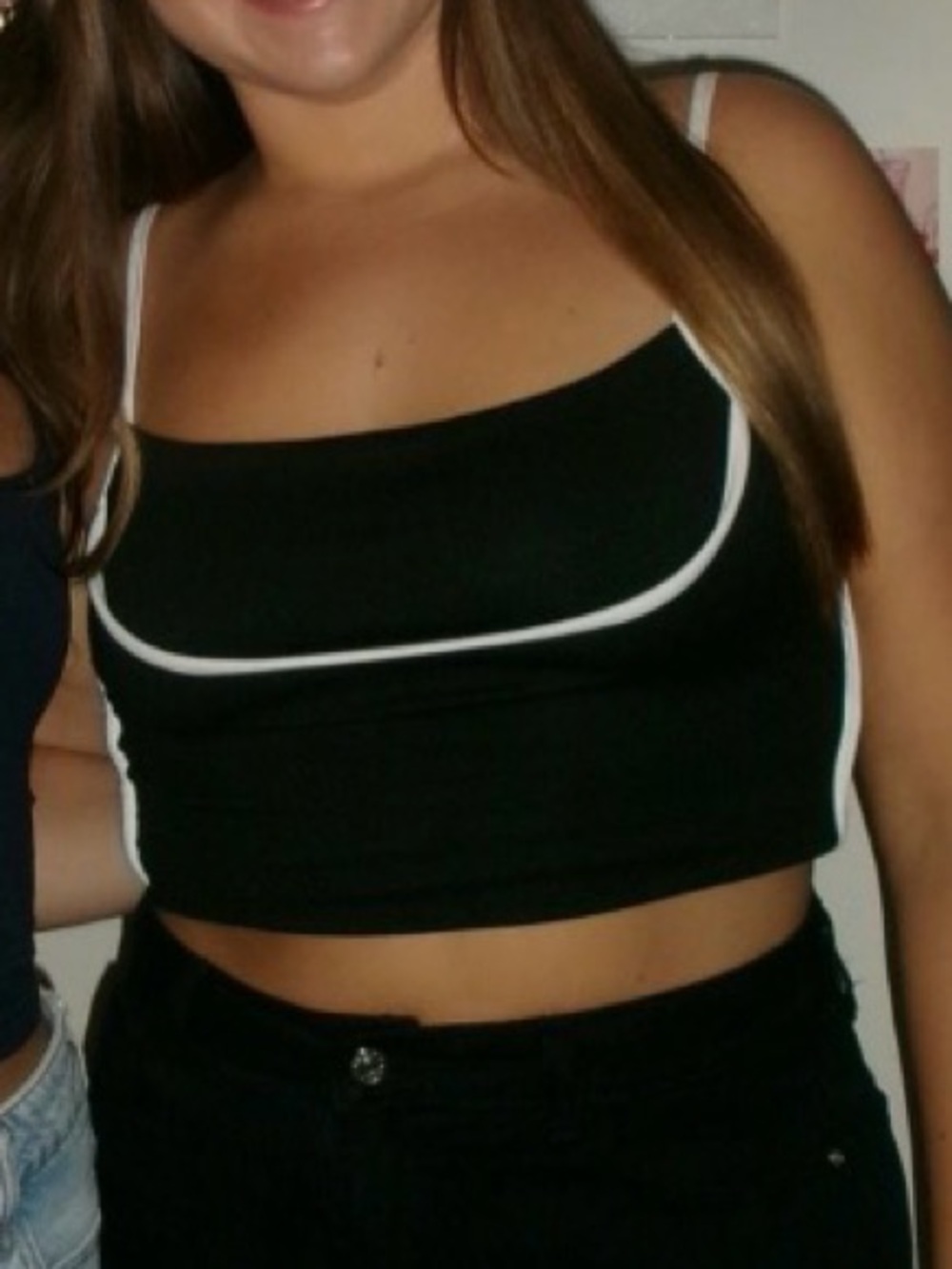 SHEIN black crop top with white outline